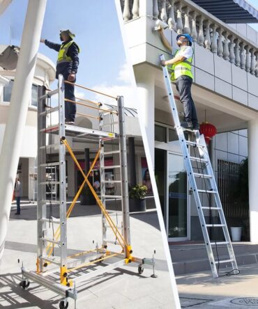 chafaudage télescopique mobile en alliage d'aluminium, plate-forme d'échelle d'ingénierie pliante directe d'usine